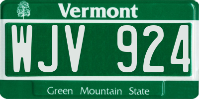 VT license plate WJV924