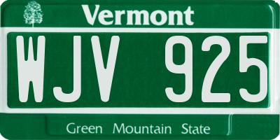 VT license plate WJV925