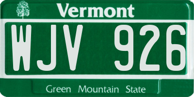 VT license plate WJV926