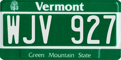 VT license plate WJV927