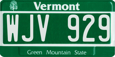VT license plate WJV929