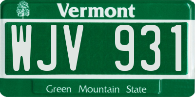 VT license plate WJV931