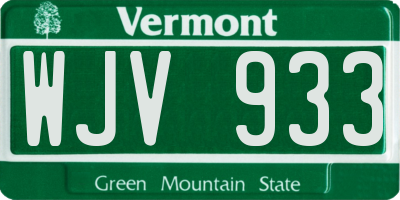 VT license plate WJV933