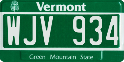 VT license plate WJV934