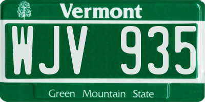 VT license plate WJV935