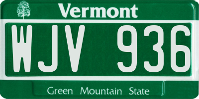 VT license plate WJV936