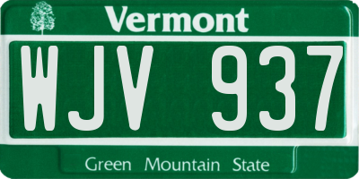 VT license plate WJV937