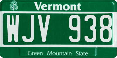 VT license plate WJV938