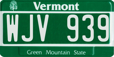 VT license plate WJV939