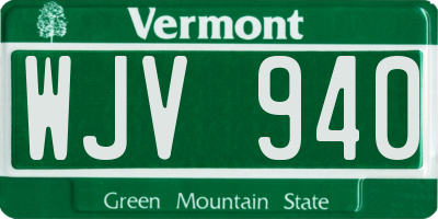 VT license plate WJV940