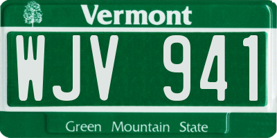 VT license plate WJV941