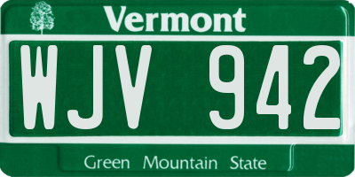 VT license plate WJV942