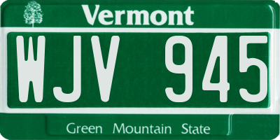 VT license plate WJV945