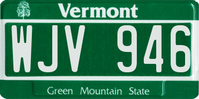 VT license plate WJV946