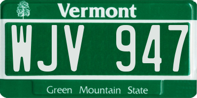 VT license plate WJV947