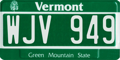 VT license plate WJV949