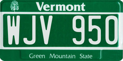 VT license plate WJV950