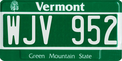 VT license plate WJV952