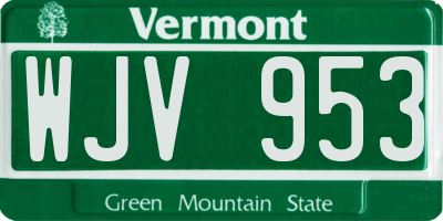 VT license plate WJV953