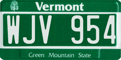 VT license plate WJV954