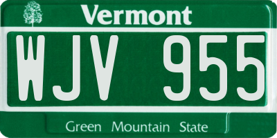 VT license plate WJV955