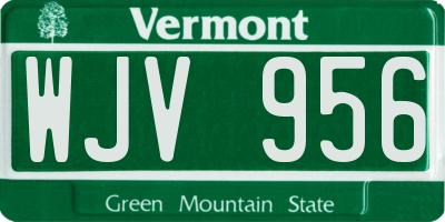 VT license plate WJV956
