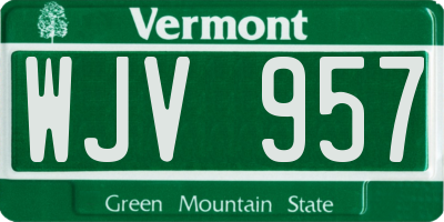 VT license plate WJV957