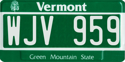 VT license plate WJV959