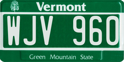 VT license plate WJV960