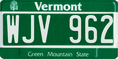 VT license plate WJV962