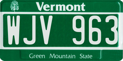 VT license plate WJV963