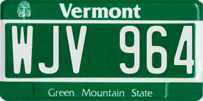 VT license plate WJV964