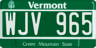 VT license plate WJV965