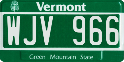 VT license plate WJV966