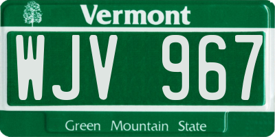 VT license plate WJV967