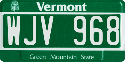 VT license plate WJV968