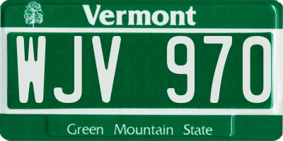 VT license plate WJV970