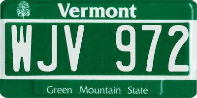 VT license plate WJV972