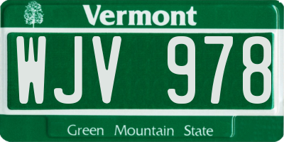 VT license plate WJV978