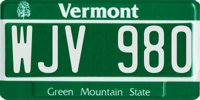 VT license plate WJV980