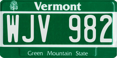 VT license plate WJV982
