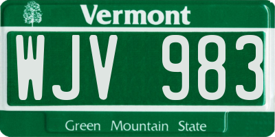 VT license plate WJV983