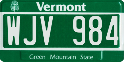 VT license plate WJV984