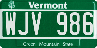 VT license plate WJV986