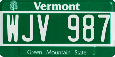 VT license plate WJV987