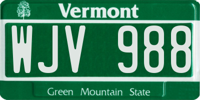 VT license plate WJV988