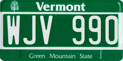 VT license plate WJV990