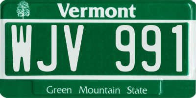 VT license plate WJV991