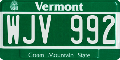VT license plate WJV992