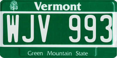 VT license plate WJV993